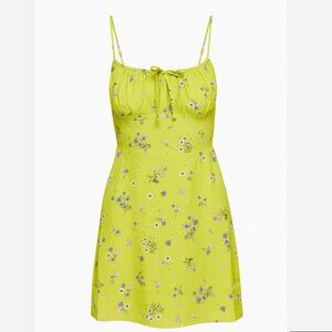 Aritzia Sunday Best Delilah Smocked Mini Dress Green Floral Size Large